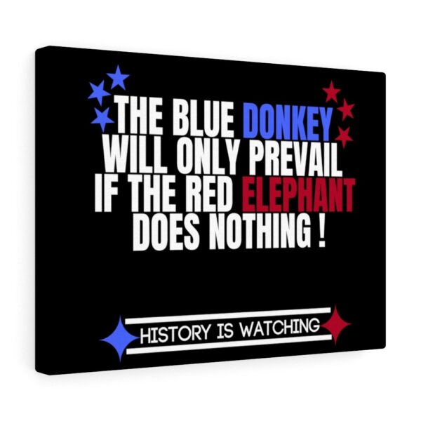 DONKEY VERSUS ELEPHANT  Wall Canvas Black 16" X 12"
