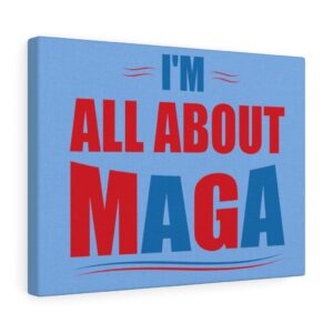 ALL ABOUT MAGA  Wall Canvas Blue 16″ X 12″
