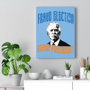 FRAUD PREZ  Wall Canvas Blue 12″ X 16″