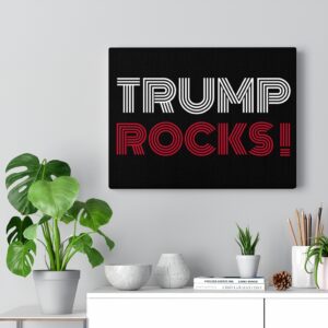 TRUMP ROCKS  Wall Canvas Black 16″ X 12″