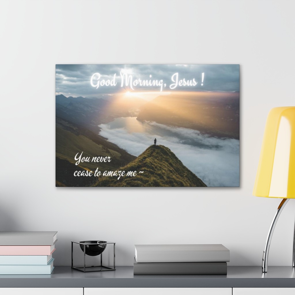 Good Morning Jesus Wall Canvas - Red Appetizer